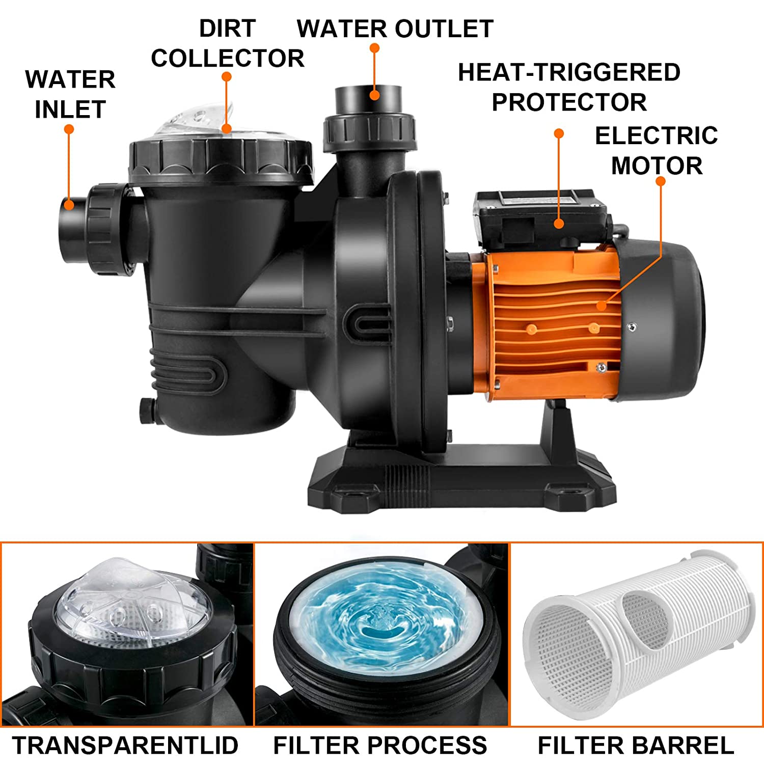 HZUSUN 500 واط مضخات حمام السب - مراجعة Solar Pool Pump Kit وسعره