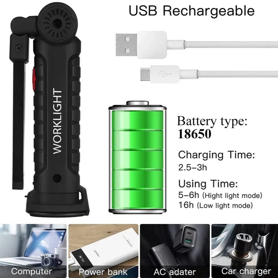 المحمولة COB مصباح ليد جيب USB - مراجعة Renewable Energy Battery وسعره