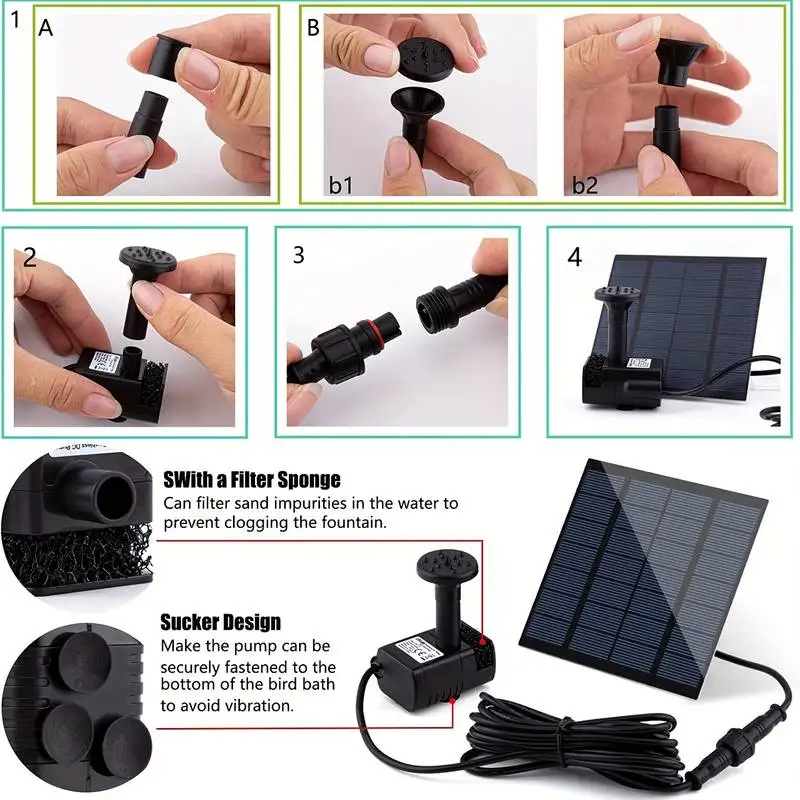 نافورة شمسية مع 6 فوهات - مضخة - مراجعة Solar Pool Pump Kit وسعره