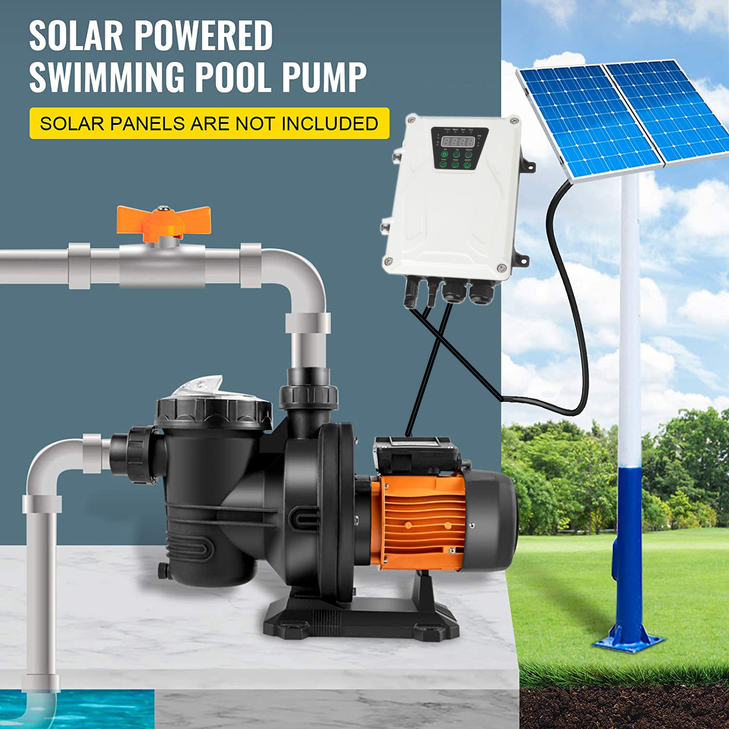 2HP 1500 واط الشمسية بركة الدا - مراجعة Solar Pool Pump Kit وسعره